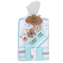 Load image into Gallery viewer, 6 Piece Hooded Bath Towel &amp; Wash Cloth Baby Bath Sets - Puppy Tubby Theme
