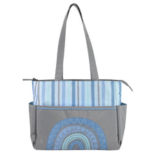 Load image into Gallery viewer, Baby Essentials Diaper Bag Tote 5 Piece Set Blue Rainbow Themed
