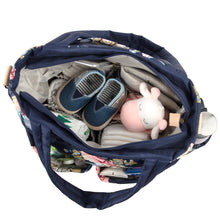 Load image into Gallery viewer, Baby Essentials Quilted Floral Diaper Bag Tote- Navy
