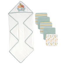 Load image into Gallery viewer, 6 Piece Hooded Towel &amp; Wash Cloth Baby Bath Sets - Little Dinosaurs
