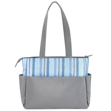 Load image into Gallery viewer, Baby Essentials Diaper Bag Tote 5 Piece Set Blue Rainbow Themed
