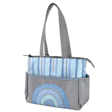 Load image into Gallery viewer, Baby Essentials Diaper Bag Tote 5 Piece Set Blue Rainbow Themed
