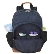 Load image into Gallery viewer, Fisher-Price Fastfinder Multi-Pocket Denim Diaper Bag Backpack With Changing Pad And Stroller Straps
