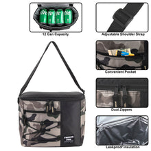 Load image into Gallery viewer, Fridge Pak 12 Can Printed Cooler Bag With Front Zippered Pocket
