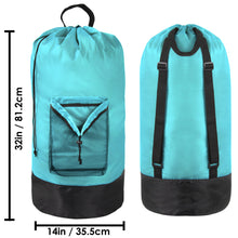 Load image into Gallery viewer, Laundry Bag Backpack with Front Mesh Pocket - Turquoise
