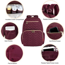 Load image into Gallery viewer, Fisher-Price Signature Morgan Backpack Diaper Bag - Burgundy
