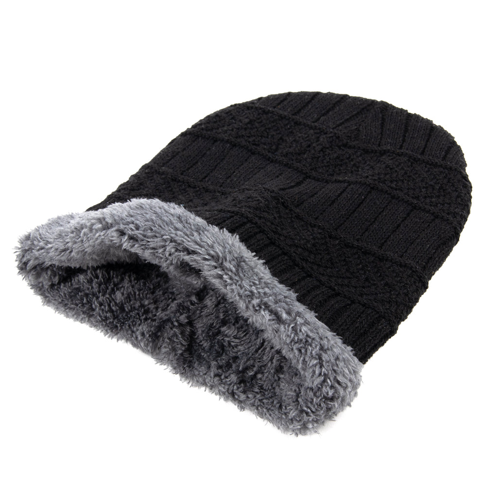 Ultra Warm Sherpa Knit Hat - Black