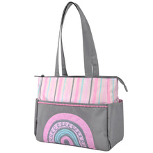 Load image into Gallery viewer, Baby Essentials Diaper Bag Tote 5 Piece Set Pink Rainbow Themed
