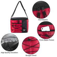 Load image into Gallery viewer, Fridge Pak 12 Can Bungee Cooler Bag With Front Zippered Pocket - 4 Colors
