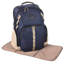 Load image into Gallery viewer, Baby Essentials Two Tone Diaper Bag Backpack w Changing Pad - Navy
