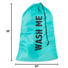 Load image into Gallery viewer, &quot;Wash Me&quot; Graphic Drawstring Laundry Bag 2-Pack - Turquoise
