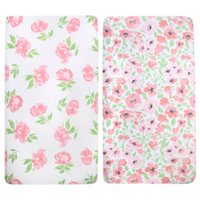 Load image into Gallery viewer, 2-Pack Baby Crib Mattress Fitted Sheets - Floral Pink
