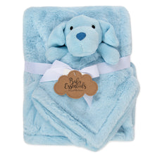 Load image into Gallery viewer, Baby 2 Piece Set Fleece Blankets 36&quot; x 30&quot; &amp; Snuggler - Blue Puppy
