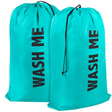 Load image into Gallery viewer, &quot;Wash Me&quot; Graphic Drawstring Laundry Bag 2-Pack - Turquoise
