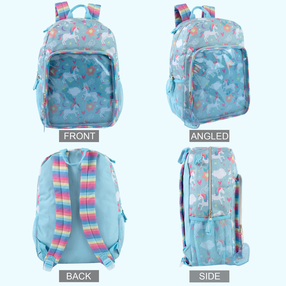 17-Inch Unicorn Backpack & Lunch Bag with 14-Piece School Supply Kit