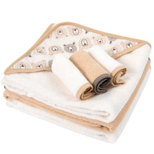 Load image into Gallery viewer, 6 Piece Hooded Bath Towel &amp; Wash Cloth Baby Bath Sets - Bear Theme
