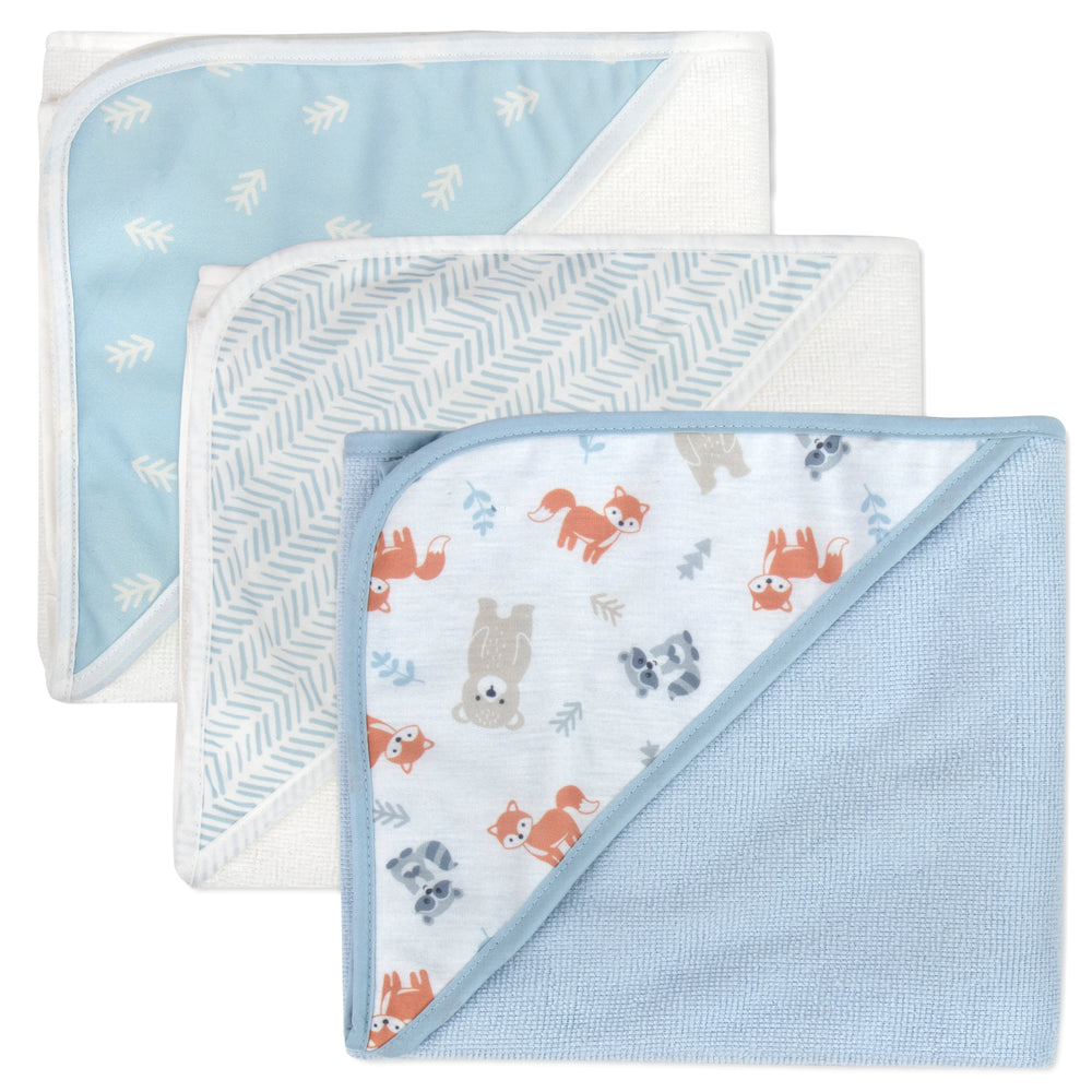 6 Piece Hooded Bath Towel & Wash Cloth Baby Bath Sets - Woodland Theme