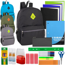 Load image into Gallery viewer, 19&quot; Side Pocket Backpack with 30-Piece School Supply Kit - 4 Boys Colors
