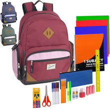 Load image into Gallery viewer, 19&quot; Duo Compartment Backpack with 30-Piece School Supply Kit - 3 Colors
