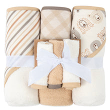 Load image into Gallery viewer, 6 Piece Hooded Bath Towel &amp; Wash Cloth Baby Bath Sets - Bear Theme
