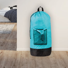 Load image into Gallery viewer, Laundry Bag Backpack with Front Mesh Pocket - Turquoise
