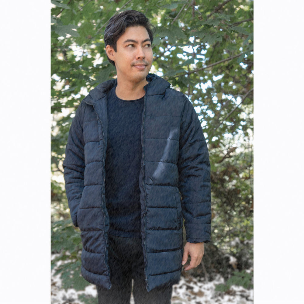 Men's Hooded Puffer Winter Coat - Dark Colors