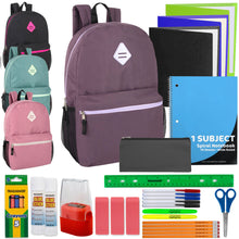 Load image into Gallery viewer, 19&quot; Side Pocket Backpack with 30-Piece School Supply Kit - Girls
