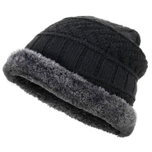 Load image into Gallery viewer, Ultra Warm Sherpa Knit Hat - Black
