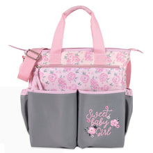 Load image into Gallery viewer, Baby Essentials 3 In 1 Pink Baby Girl Themed Diaper Bag
