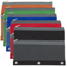 Load image into Gallery viewer, 3 Ring Binder Pencil Case with Mesh Pocket - 5 Colors
