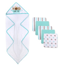 Load image into Gallery viewer, 6 Piece Hooded Bath Towel &amp; Wash Cloth Baby Bath Sets - Puppy Tubby Theme
