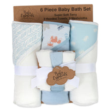 Load image into Gallery viewer, 6 Piece Hooded Bath Towel &amp; Wash Cloth Baby Bath Sets - Woodland Theme
