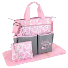 Load image into Gallery viewer, Baby Essentials 3 In 1 Pink Baby Girl Themed Diaper Bag
