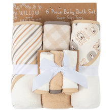 Load image into Gallery viewer, 6 Piece Hooded Bath Towel &amp; Wash Cloth Baby Bath Sets - Bear Theme
