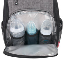 Load image into Gallery viewer, Fisher-Price Fastfinder Multi-Pocket Diaper Bag Backpack with Matching Changing Pad, Baby Wipes Dispenser Pocket, Insulated Bottle Pocket - Grey
