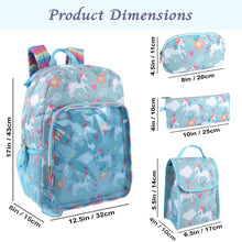 Load image into Gallery viewer, 17-Inch Unicorn Backpack &amp; Lunch Bag with 14-Piece School Supply Kit
