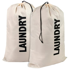 Load image into Gallery viewer, Wholesale &quot;Laundry&quot; Graphic Drawstring Laundry Bag 2-Pack - Beige
