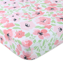 Load image into Gallery viewer, 2-Pack Baby Crib Mattress Fitted Sheets - Floral Pink
