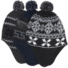 Load image into Gallery viewer, Adult Toboggan Winter Hat with Ear Flaps  - 3 Prints
