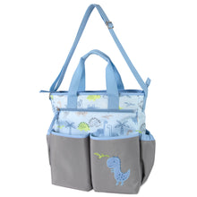 Load image into Gallery viewer, Baby Essentials 3 In 1 Blue Dino Themed Diaper Bag
