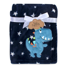 Load image into Gallery viewer, Baby Fleece Blankets 36&quot; x 30&quot; - Navy T-Rex
