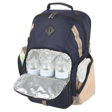 Load image into Gallery viewer, Baby Essentials Two Tone Diaper Bag Backpack w Changing Pad - Navy
