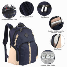 Load image into Gallery viewer, Baby Essentials Two Tone Diaper Bag Backpack w Changing Pad - Navy
