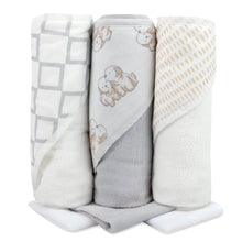 Load image into Gallery viewer, 6 Piece Hooded Bath Towel &amp; Wash Cloth Baby Bath Sets - Puppy Theme
