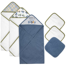 Load image into Gallery viewer, 6-pc. Baby Bath Set w/ Hooded Towel &amp; Wash Cloths - Daddy&#39;s Little Buddy
