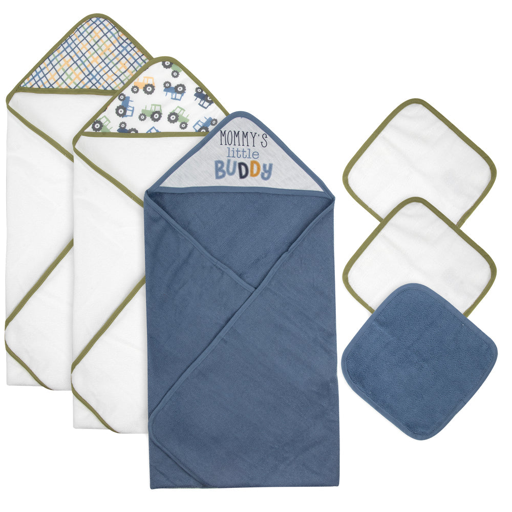 6-pc. Baby Bath Set w/ Hooded Towel & Wash Cloths - Daddy's Little Buddy