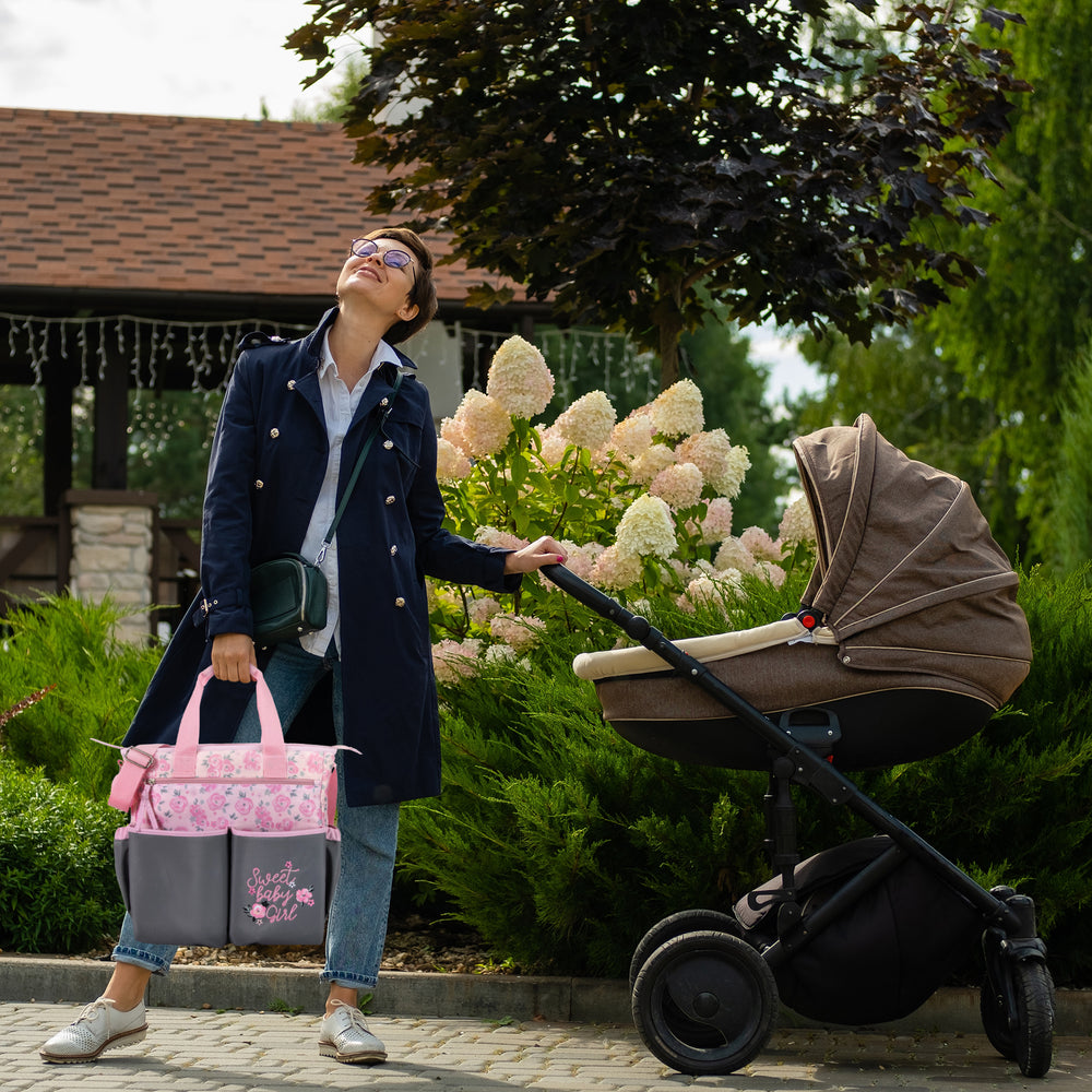 Baby Essentials 3 In 1 Pink Baby Girl Themed Diaper Bag