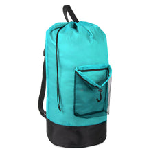 Load image into Gallery viewer, Laundry Bag Backpack with Front Mesh Pocket - Turquoise
