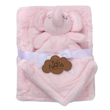 Load image into Gallery viewer, Baby 2 Piece Set Fleece Blankets 36&quot; x 30&quot; &amp; Snuggler - Pink Elephant
