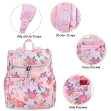 Load image into Gallery viewer, Wholesale Baby Essentials Wide Opening Diaper Backpack -  Pink Floral
